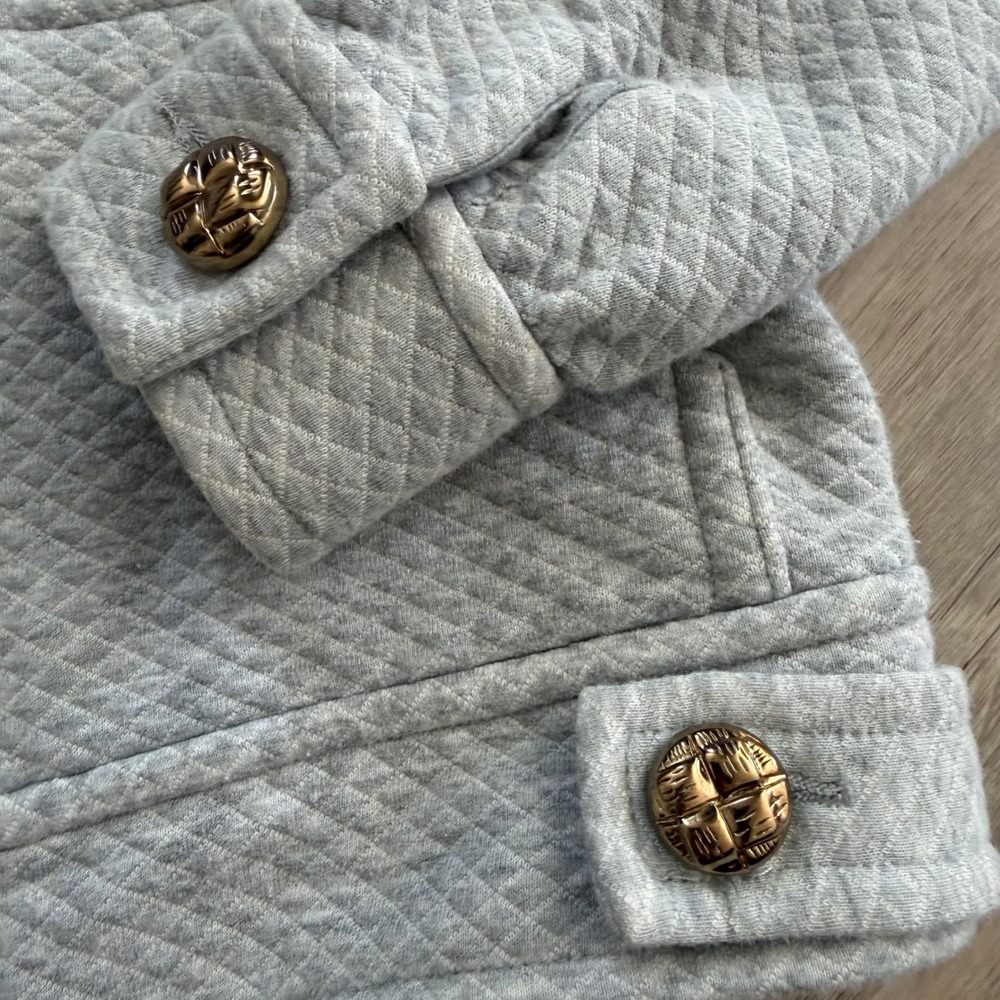 Vintage Juicy Couture Gray Quilted Puff Shoulder Zip Up Hoodie Y2K Size Small - Picture 11 of 13